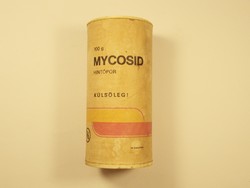 Retro MYCOSID hintőpor doboz - Kőbányai Gyógyszerárugyár RG Richter Gedeon - 1980-as évekből