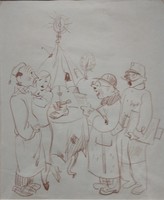 Gusztáv Végh: Sad Christmas (executives) - unique graphics from 1932