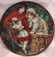 Bunny, little girl porcelain decorative plate, Easter bowl (l2267)