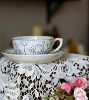 Boch Belgian faience, large immortelle decorated tea cup set nr.2.