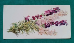 Old large, floral, openable postcard, magpie, drawing: zsuzsa gonda