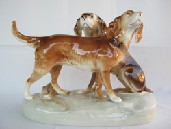 Royal Dux csehszlovák porcelán kutya pár nagy méretű 28 cm