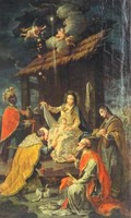 1H893 Jesus Birth Wood Icon 19 cm