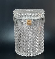 Larger crystal in a larger jar, storage with crunchy decoration - oberglas austria