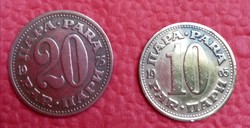 Jugoszláv 10 és 20 para 1965,1975