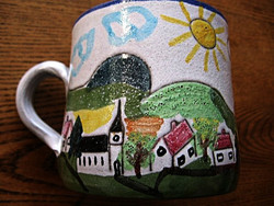 Artistic, hand-painted village spectacular custom mug