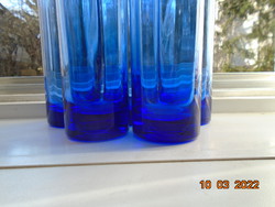 Kobaltkék vastagtalpú  pohár 5 db