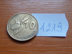 Zambia 10 ngwee 2012 brass plated steel, antelope # 1219