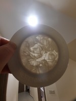 Fehér Herendi porcelán rózsamintás litofán fali tányér, tál