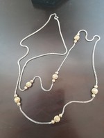 Very long!!! Silver necklace decorated with gilded spheres 90 cm!