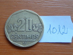 PERU 20 CENTIMOS 2008 Sárgaréz, LIMA #1012
