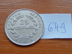 Costa rica 25 centimos 1967 (l) royal over london, copper-nickel # 649