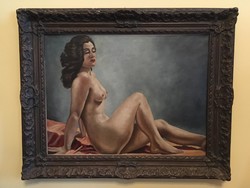 Antik Olaj.vászon festmény,ismeretlen alkotó (103x83cm)