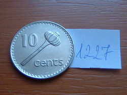 Fiji Fiji 10 cents 1998 (l), nickel plated steel, throwling club (throw), # 1227