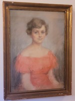 Margit Balogh (1898 - 1965) portrait original painting