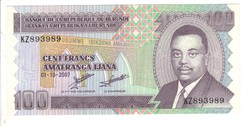 100 Francs franc 2007 burundi unc