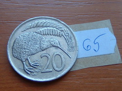 New Zealand new zealand 20 cents 1977 (l) kiwi bird, elizabeth ii, copper-nickel 65.