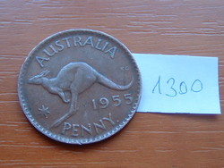 AUSZTRÁLIA 1 PENNY 1955 KENGURU, BRONZ, (p) - Perth, one dot after "PENNY'#1300