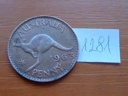 AUSZTRÁLIA 1 PENNY 1963 KENGURU, BRONZ, (p) - Perth, one dot after "PENNY'#1281