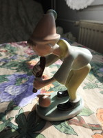 Furulyás - gombát bűvölő - fiú - FIN ritka porcelán - kézi festés
