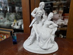Régi Royal Dux Barokk Porcelán Életkép Figura. 27 cm.