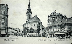 Antik Budapest képeslap Döbrentei tér Keller Ignácz Tabáni Sör és Borcsarnok  1908