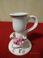 German porcelain candlestick with pink flowers. Height 8 cm. He has! Jókai.