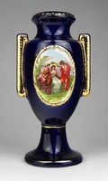 1H682 antique cobalt blue faience vase with allegorical scene 15.5 Cm