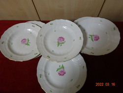 Herend porcelain deep plate with pink flowers, six pieces for sale. Diam. 25.5 Cm. Jókai.