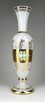 1H686 old large gilded white bohemia glass vase 31 cm