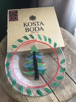 Régi Kosta Boda karácsonyi üveg tányér dobozában