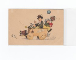 Üdvözlő képeslap postatiszta művészi Chaplin és a kölyök