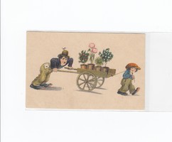 Üdvözlő képeslap postatiszta művészi Chaplin és a kölyök