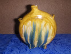 Old craftsman glazed ceramic small water bottle 12 cm (9 / d)