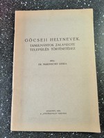 MAKOVICZKY Gyula: Göcseji helynevek,  Tanulmányok Zalamegye település történetéhez -  1938 Bp.