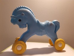 Retro toy plastic dmsz horse rolling blue horse