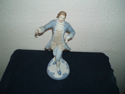 1930-1940- Surrounded-royal-dux-old-biscuit-handsome-baroque-dressed-man-large-size-painted-statue