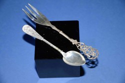 Silver plated fork and silver spoon
