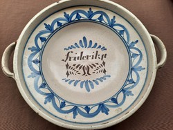 Tin glazed bowl with friderika inscription