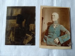 2 glass negatives and a photo of a soldier who died a heroic death