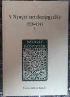 A NYUGAT TARTALOMJEGYZÉKE 1908 - 1941
