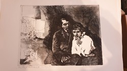 For sale etching in the picture: title: ady endre and you are listening to my sick heart.