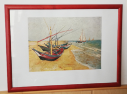 Vincent van gogh: fishing boats on the shore at saintes-maries painting repro