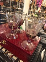 Biedermeier üveg poharak, 4 db, hibátlan boros poharak.