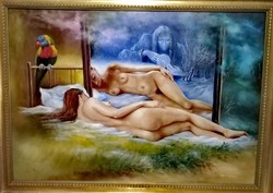 BLACK FRIDAY! Puja Rezső "Álomvilág" Misztikus spirituális festménye 112 x 83 cm