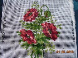 Sew-on tapex vienna handmade tapestry poppy pattern 20x15cm