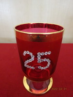 Stemmed red glass for 25 years birthday. He has! Jókai.
