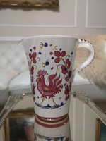 To Lady! Deruta, rosso gallo, Italian majolica mug with red rooster, huge size, 14 x 14 cm