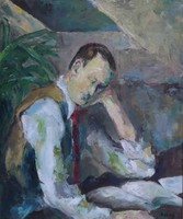 Alfred Hagel (1885-1945) (?): Portrait of a reading man