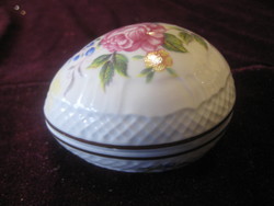 Hollóházi  ékszertartó tojás     8 x 6 cm hibátlan
